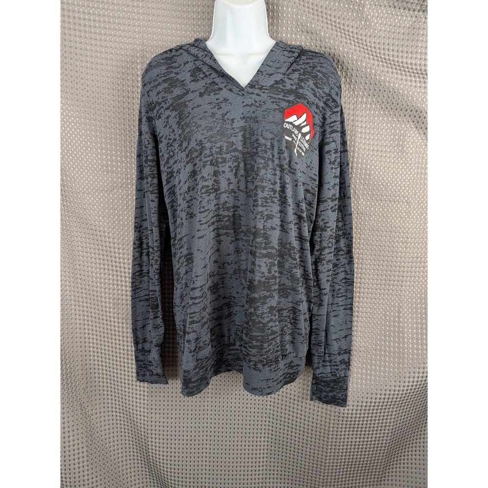 Outlaws & Legends Music Festival Burnout Hoodie Women Gray Lightweight Boho Top